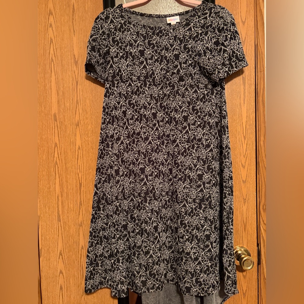 LuLaRoe Black and White Floral Midi Dress